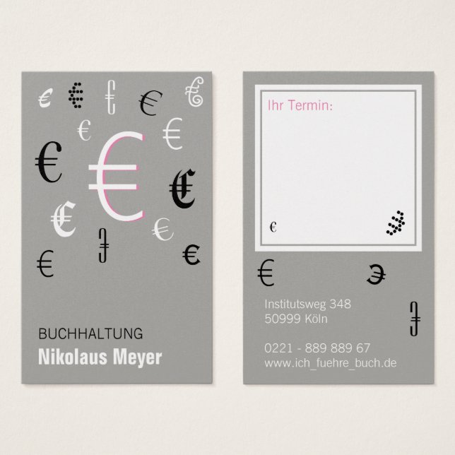 Cartes De Visite Buchhaltung Visitenkarten mit rose (Devant & derrière)