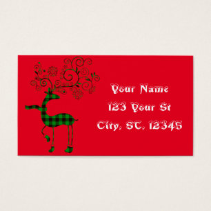 Cartes De Visite Buffalo Plaid Christmas Deer Thunder_Cove