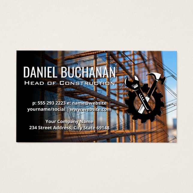 Cartes De Visite Building Rebar Infrastructure | Construction Logo (Devant)