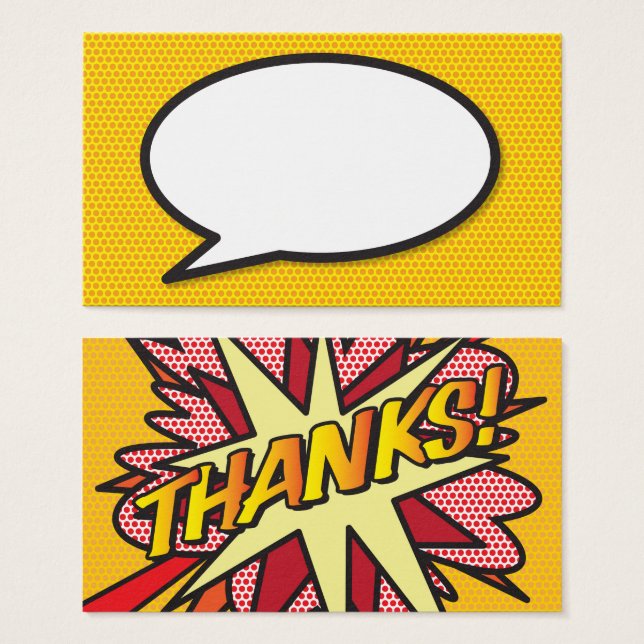 Cartes De Visite Bulle de dialogue de bande dessinée Pop Art Merci (Devant & derrière)