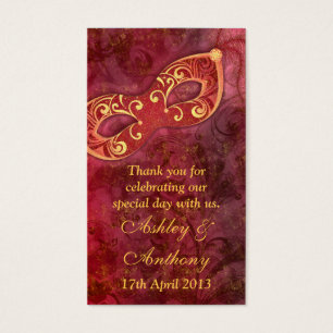 Cartes De Visite Burgundy Gold Masquerade Wedding Favor Tags