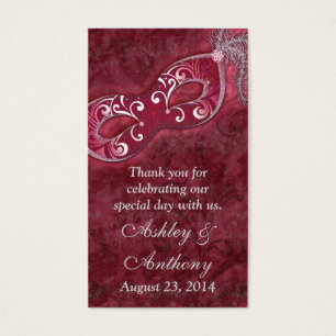 Cartes De Visite Burgundy Silver Masquerade Wedding Favor Tags