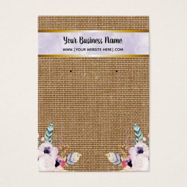 Cartes De Visite Burlap Flowers Boho Porte-Cartes (Devant)