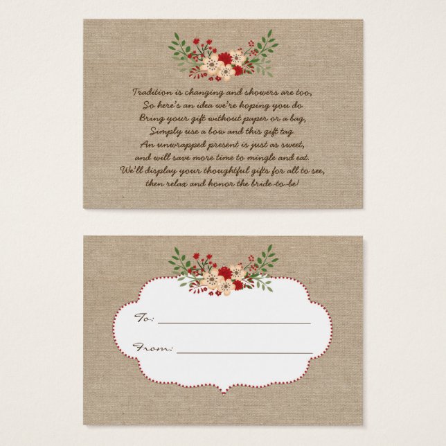 Cartes De Visite Burlap rouge Pas d'envelopper affichage maillot de (Devant & derrière)