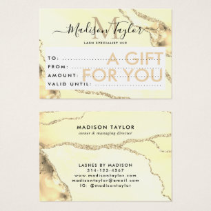 Cartes De Visite Business Venin Certificate Gold Glitter Agate