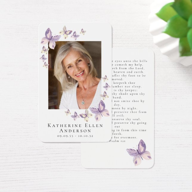Cartes De Visite Butterflies Photo Funeral Memorial Prayer Card (Bureau)