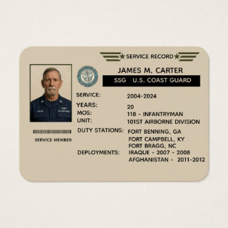 Cartes De Visite Cadeau de dossier de service personnalisé de la Ga