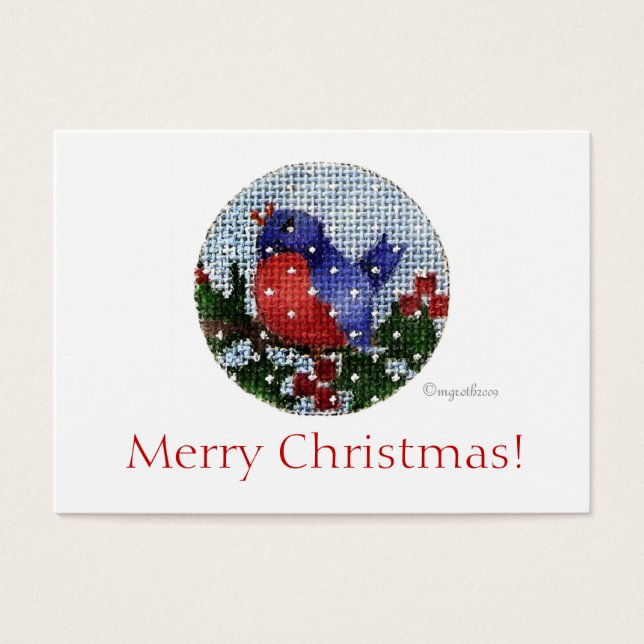 Cartes De Visite cadeau de Noël oiseau marque deux (Devant)