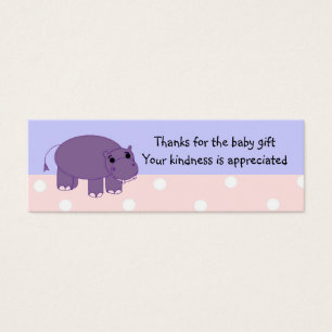 Cartes De Visite Cadeau de remerciement bébé hippopotame violet
