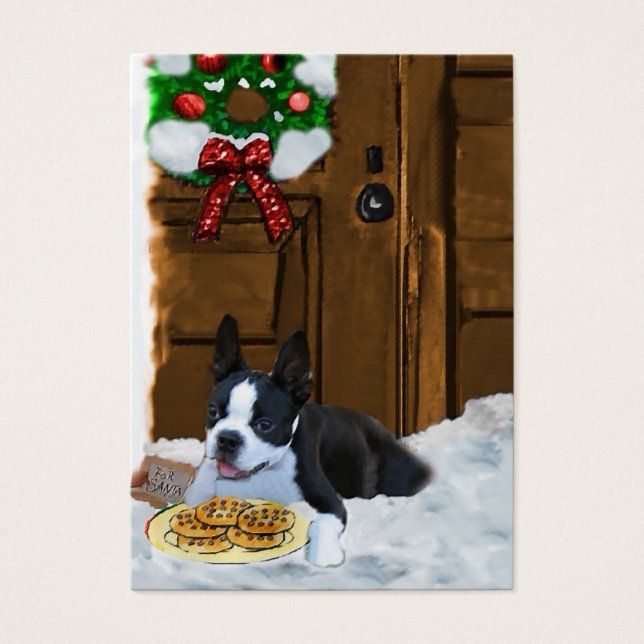 Cartes De Visite Cadeaux de Noël Boston Terrier (Devant)