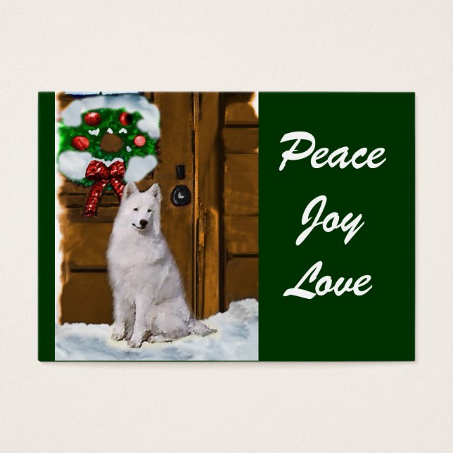 Cartes De Visite Cadeaux de Noël Samoyé (Devant)