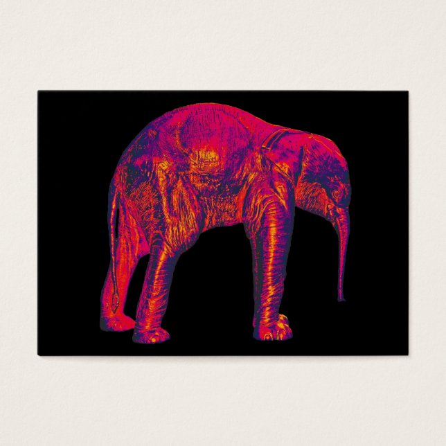 Cartes De Visite Calf éléphant, rouge/rose, dos noir (Devant)
