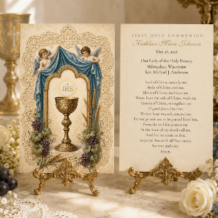 Cartes De Visite Calice eucharistique vintage Prière de première co