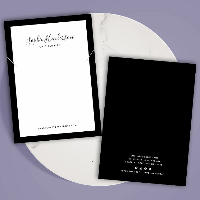 Cartes De Visite Calligraphie Couleur de bordure personnalisée Affi (Créateur téléchargé)