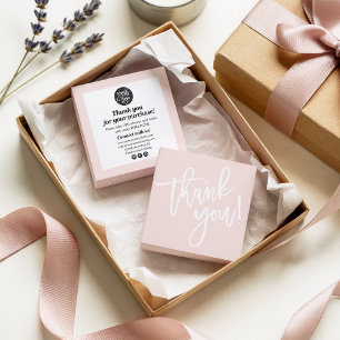 Cartes De Visite Calligraphie de script moderne merci rose pâle