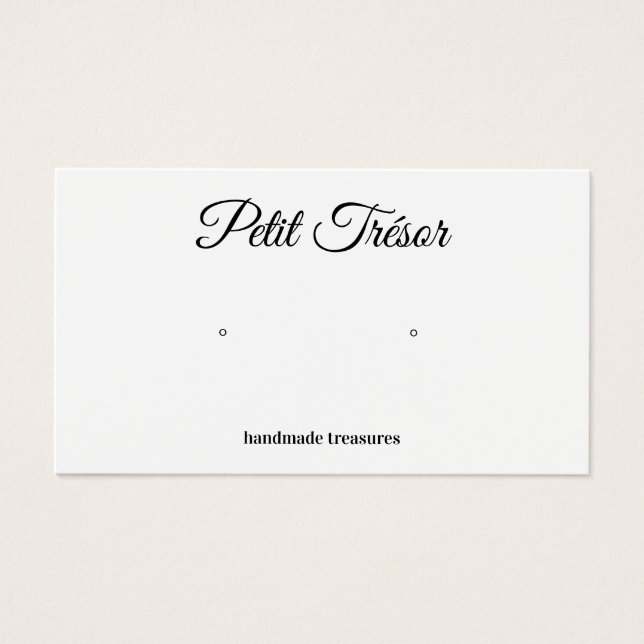 Cartes De Visite Calligraphy Script Plain White Earring Display (Devant)