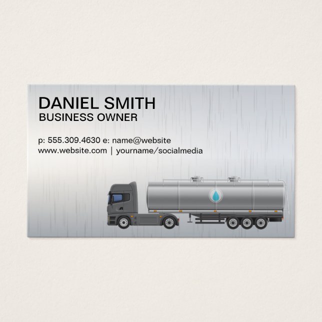 Cartes De Visite Camion-citerne à liquides | Chauffeur de camion (Devant)
