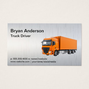 Cartes De Visite Camion semi-orange   Pilote de transport