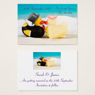 Cartes De Visite Canards de mariage mariage à la plage - Sauvegarde