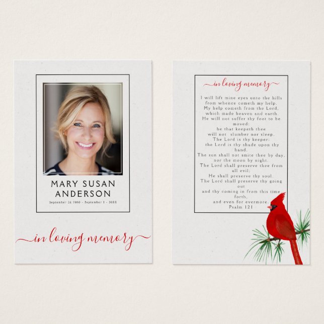 Cartes De Visite Cardinal Funeral Memorial Photo Prayer Card (Devant & derrière)