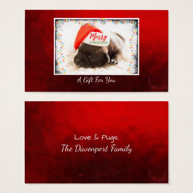 Cartes De Visite Carlin de Noël à Santa Hat Don pour vous (Devant & derrière)