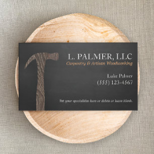 Cartes De Visite Carpenter Bois Marteau Logo Menuiserie