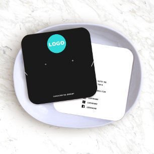 Cartes De Visite Carré Ajouter le logo Boucles d'oreilles noires et