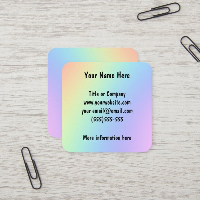 Cartes de visite Carrés Rainbow Gradient (Devant/Arrière en situation)