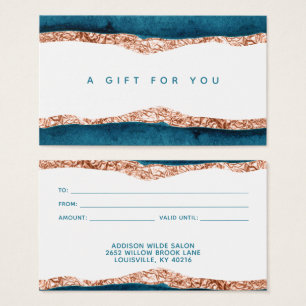 Cartes De Visite Carte-cadeau aquarelle sarcelle et or