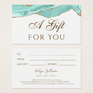 Cartes De Visite Carte-cadeau d'agate Aquamarine