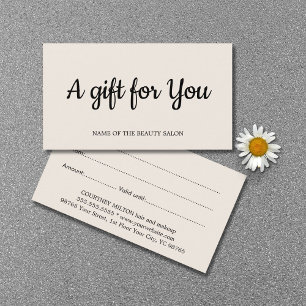 Cartes De Visite Carte-cadeau minimaliste Elegalist Salon Beige cla