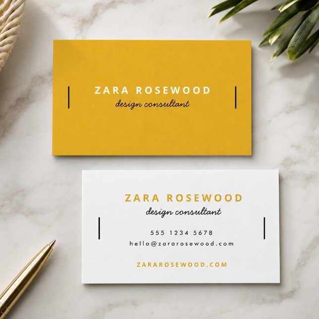 Cartes de visite | Carte de contact moderne coloré (Bold mustard yellow business cards for networking, client meetings, package inserts, and branding)