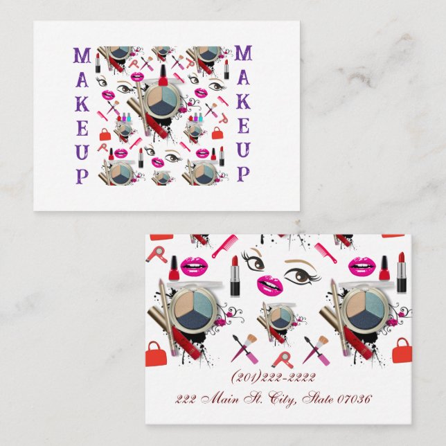 Cartes de visite, Cartes de visite violettes et bl (Devant / Derrière)