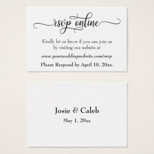 Cartes De Visite Carton de réponse de mariage en ligne Insert Black