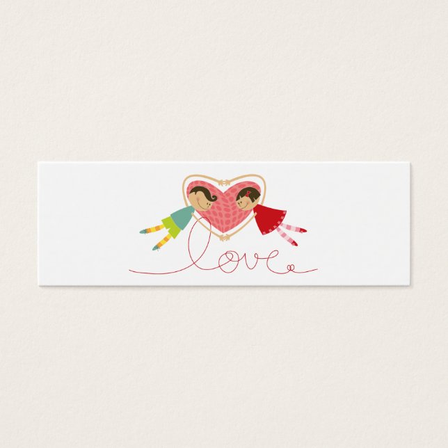 Cartes De Visite Cartoon Boy Love Girl Whimsical Wedding Favoriser  (Devant)