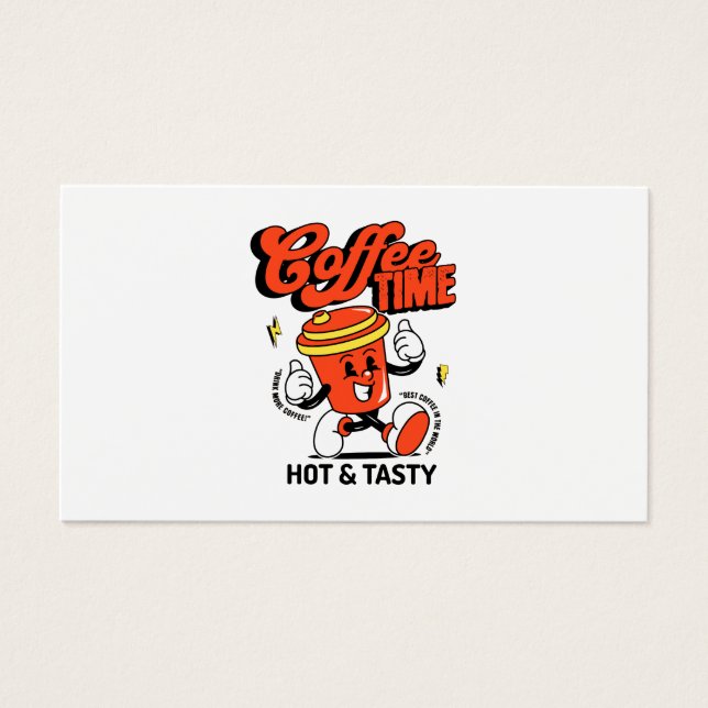 Cartes De Visite Cartoon de café rétro (Devant)