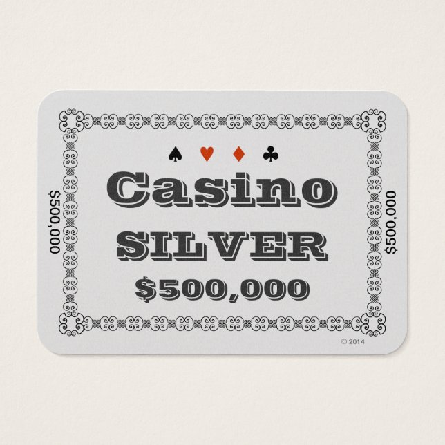 Cartes De Visite Casino ~SILVER~ Poker Chip Plaque $500K (100ct) (Dos)