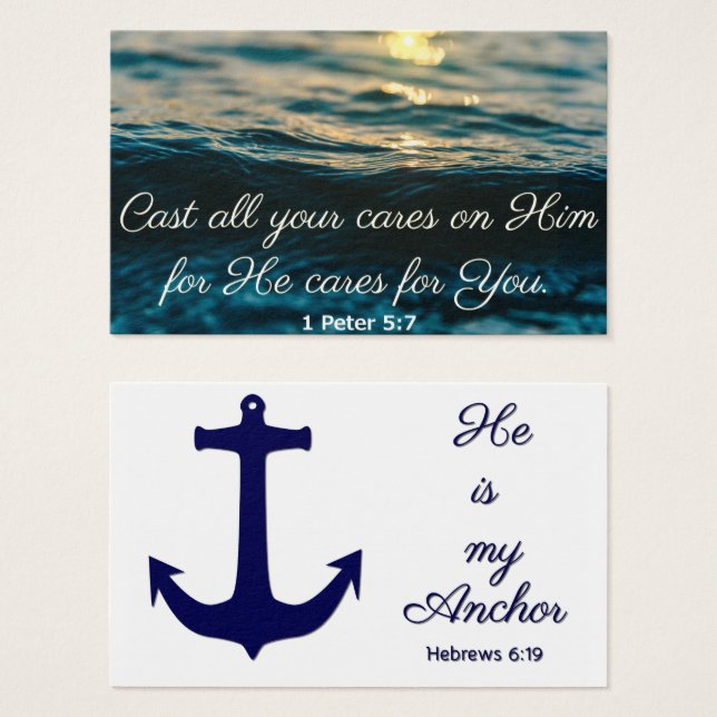 Cartes De Visite Cast Your Cares Waves Prayer Card (Devant & derrière)