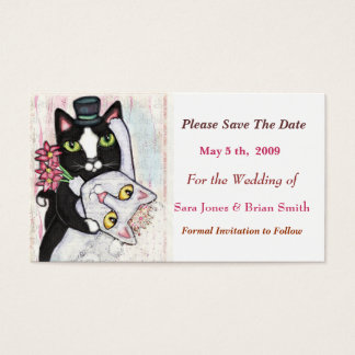 Cartes De Visite Cat Groom & Mariée Enregistrer La Date Mariage Car