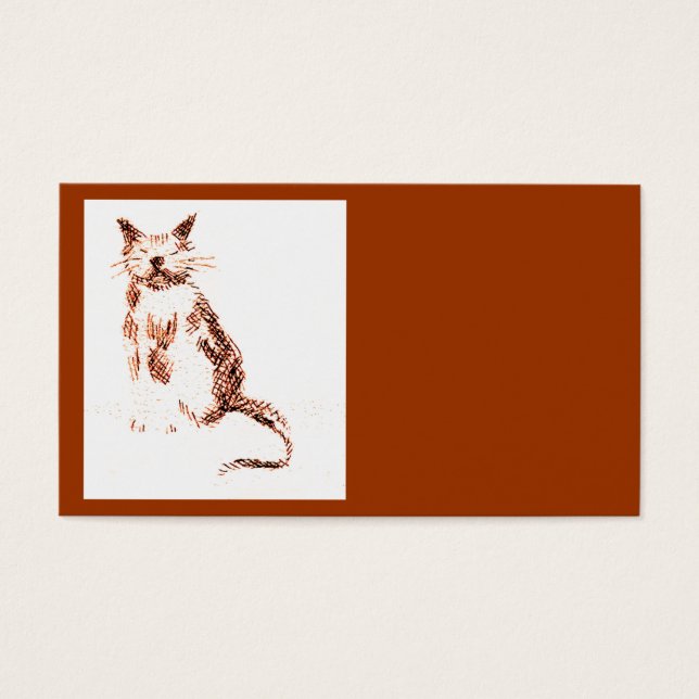 Cartes De Visite Cat - sepia brown colours (Devant)