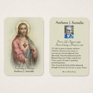 Cartes De Visite Catholic Funeral Memorial Prayer Holy Card