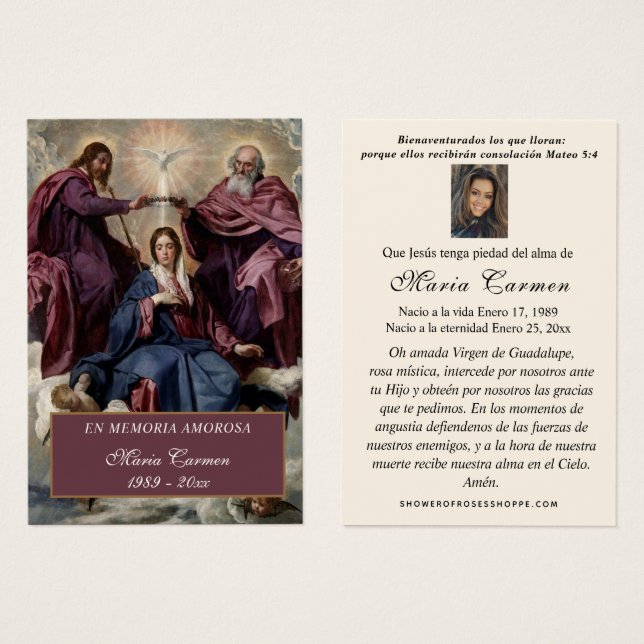 Cartes De Visite Catholic Funeral Spanish Prayer Holy Card        (Devant & derrière)