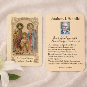 Cartes De Visite Catholic Holy Family Funeral  Prayer Holy Card