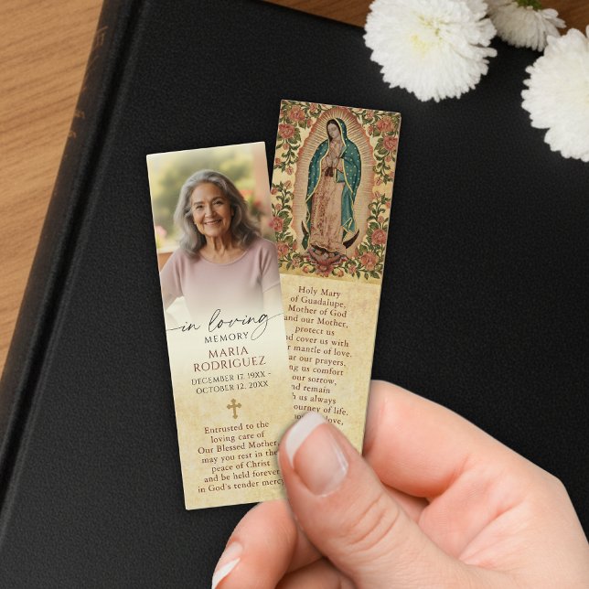 Cartes De Visite Catholic Memorial Photo Guadalupe Prayer Bookmark (Créateur téléchargé)