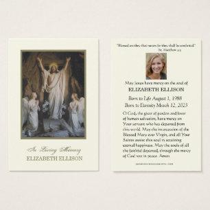 Cartes De Visite Catholic Resurrection Funeral Prayer Card