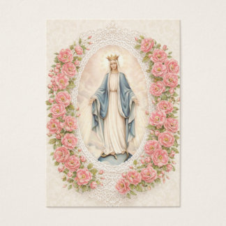 Cartes De Visite Catholic Wedding Floral Marian Prayer Cards