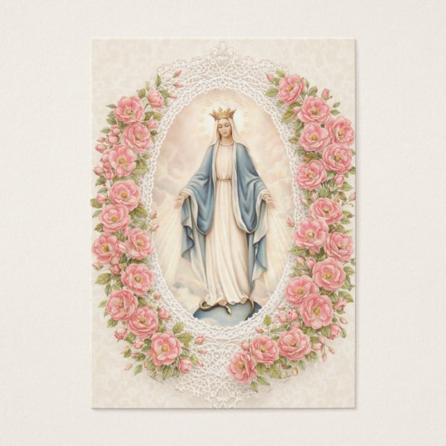 Cartes De Visite Catholic Wedding Floral Marian Prayer Cards (Devant)