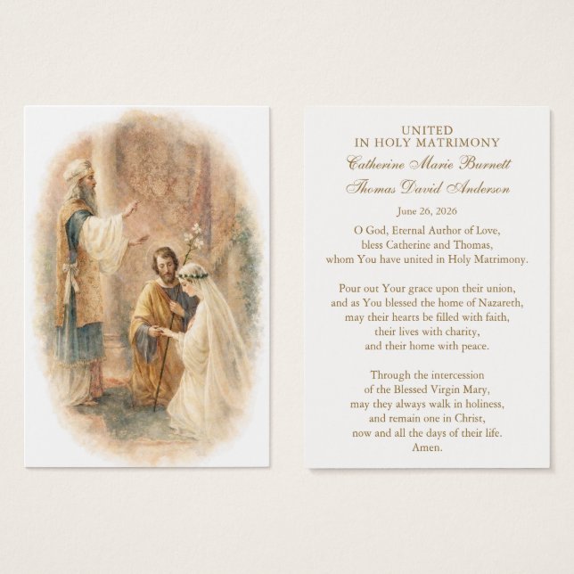 Cartes De Visite Catholic Wedding Prayer Card Betrothal  (Devant & derrière)