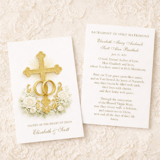 Cartes De Visite Catholic Wedding Prayer Card Gold Cross