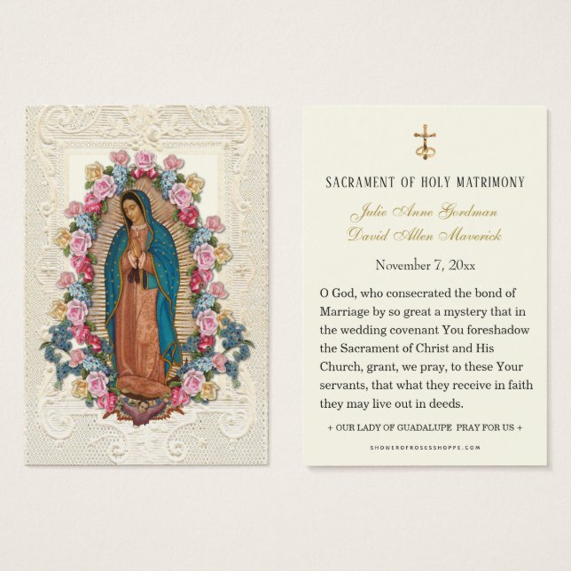Cartes De Visite Catholic Wedding Prayer Guadalupe (Devant & derrière)